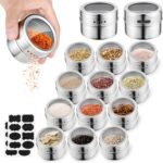 Magnetic Stainless Steel Spice Jars Set (12 pcs)
